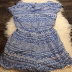 Francesca's  Blue White Aztec Pom Pom Romper Photo 5
