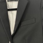 ZARA  Woman Black Faux‎ Leather Trim Notched Lapel 3 Button Blazer Jacket Size XS Photo 8