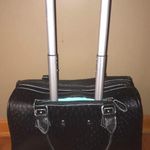 Black Faux Leather Weekend Travel Bag. Photo 1