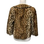 Victor Alfaro Beaded Leopard Print Faux Fur Jacket Size Petite 12P Black Photo 3