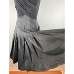 Tadashi Shoji Tadashi Collection Fit Flare Cocktail Dress 8 M Black Sleeveless Ruched V-Neck Photo 3