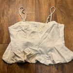 Dress Forum Dress‎ Forum Size Large Linen Babydoll Tank Top Blouse Beige Tan Womens Ruffle Photo 0