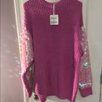 Davi & Dani  Pink Sweater with Sequin Sleeves SzM NWT Photo 1