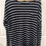 Vince  100% Linen Mixed Stripe Single Pocket Long Sleeve Women's Tunic, L Photo 0