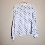 Zac and Rachel  White Blue Star Print Button Down Shirt Womens L Lightweight Fabric Photo 3