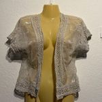 Maurice's Ivory Sheer Lace Open Front Cropped Kimono Cardigan size M Photo 0