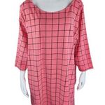 Jessica London Womens Pink Black Blouse Size 26/28 3/4 Sleeves Block Pattern Photo 0