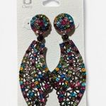 Large Sparkly Earrings with Gemstone Mosaic Pink Photo 1
