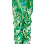 Ganni  Silk Stretch Satin Ruched Mini Dress Lily Green Size 34 or US XS NWT Photo 4