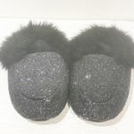 Victoria's Secret Victoria’s Secret Medium 7/8 Glitter House Glam Slipper Bling Black Fur Photo 1