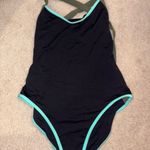 l*space L* Black Swimsuit with Aqua Trim Photo 0
