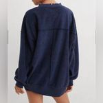 Aerie Women’s Sz M Navy The Chill Cozy Crew Textured Oversized Sweatshirt Photo 1