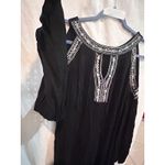 Time and Tru Black Embroidered Cold Shoulder Blouse Dress Large Photo 2