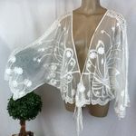 Rebellion Ivory Sheer Embroidered Lace Tie Front Top NEW M Size M Photo 0