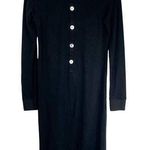 Ermanna Designer Knit Long Sleeve Dress Mother of Pearl Button Back Sz Small Black Photo 0