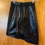 By Egreis Faux Vinyl Faux Leather Black Skirt Goth Zipper Front Slit Medium NWT Photo 1