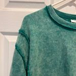 Zenana Outfitters Acid Mineral Wash Green Exposed Seam Crewneck Sweatshirt Pullover L XL Photo 1