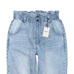 Forever 21 Paperbag Waist Light Wash High Rise Straight Tapered Jeans XS NWT Photo 2