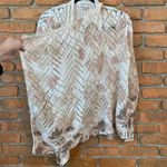 Knox Rose  Cardigan Women's Large Ivory‎ Floral Crochet Open Front Draped Sweater Photo 1