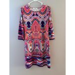 Jean Pierre Klifa Dress Size Small Pink Groovy Beach Resort Shift Midi Stretch Photo 13