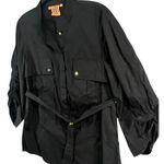Tory Burch Blouse Womens 6 Black Belted Cinched 3/4 Sleeve Utilitarian Cargo Top Photo 1