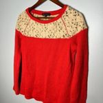 Sanctuary orange & cream lace pull over long sleeve crew neck sweater small Photo 1