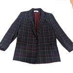 American Vintage 90s Heritage Plaid Wool Vintage Single Breasted Blazer Green Blue Red Medium Photo 14