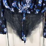 Free People  NWT Black Forties Feels Floral Floral Bodysuit Photo 2