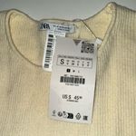 ZARA knit crop rhinestone sweater bling NWT cream small Photo 2