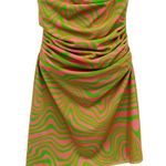 NEW Maisie Wilen Mesh Slip Mini Dress Chain Strap Pink Green Psychedelic Print Photo 9