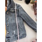 Time and‎ Tru Distressed Denim Jacket Blue Button Front Long Sleeve Women Size S Photo 6