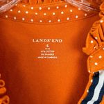 Lands' End  Womens Tank Top Henley Size Small Orange White Polka Dot Ruffle Photo 2