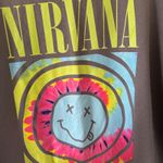 Nirvana sz M Overdyed Smiley Long Sleeve Oversized Pullover Sweatshirt Womens Photo 3