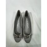 Calvin Klein  Women Patent Leather Ballet Flats Silver CK Logo Buckle Gray Size 8 Photo 4