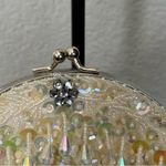 Vintage Cream Iridescent Beaded Sequin Women's Evening Clutch Bag Silver Photo 3