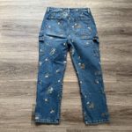 Driftwood  Blue Floral Embroidered Cropped Jeans Royce Straight Leg Cargo Denim Photo 2