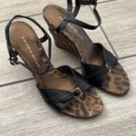 Antonio Melani Leather Wedge Sandals Size 6 Strappy Snake Print Photo 1