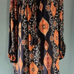 Enfocus Studio Midi Dress Womens Size 18W Navy Orange Tassel Paisley Floral Boho Photo 0