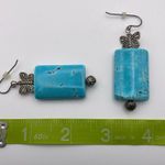 Turquoise and Butterfly Silver Tone Earrings Photo 3