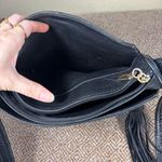 Vtg 90s Women's Black Tignanello Soft Leather Crossbody Bag Fringe Tassel Casual Photo 7