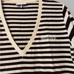 Ganni  Software Striped Jersey V- neck Tee Photo 2