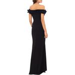 XScape NWT  Ruffle Off the Shoulder Scuba Crepe Gown Women's Black Size 14 Photo 1