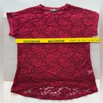 Allegra K  Dark Red Lace Short Sleeve Top Size Small Photo 7