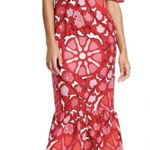 RHODE x Target Women's Zinnia Floral Print Bell Sleeve Midi Linen Dress Size 12 Red Photo 0