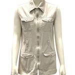 907 Company Small Utility Travel Vest Neutral Cotton Zip Front Functional Brown Photo 1