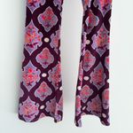 Free People Flare Street Velvet Flare Pants XS High Rise 70s Damask Boho Baroque Photo 3