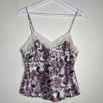 Unbranded Vintage Floral Satin Lingerie Cami Sheer Lace Tank Top Medium Purple Photo 0