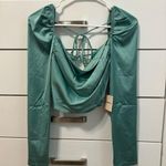 superdown More To Come Green Satin Tie Back Long Sleeve NWT Photo 1