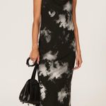 Samsoe Applesi Dark Blue Moody Tie Dye Cowl Neck Long Viscose Slip Dress S Photo 0