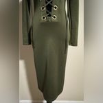 Auditions Preloved Olive Green V Neck Dress size medium Photo 2